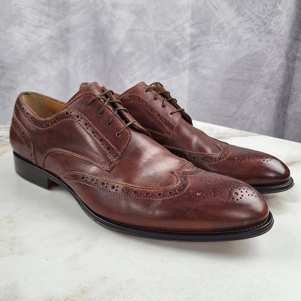 DOGEN Handmade Wingtip Oxfords Men's Size 43 Mahogany Brown